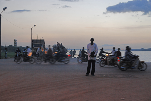 The streets of Ouagadogou at sunset