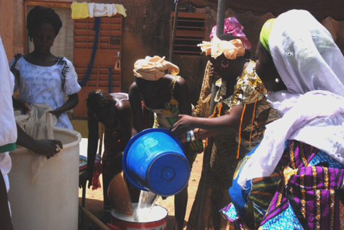 Women preparing for wedding ceremony